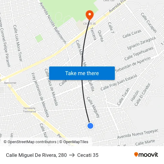 Calle Miguel De Rivera, 280 to Cecati 35 map