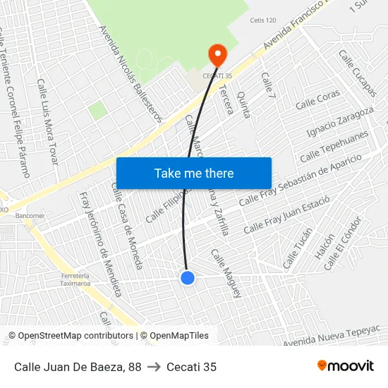 Calle Juan De Baeza, 88 to Cecati 35 map