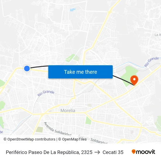 Periférico Paseo De La República, 2325 to Cecati 35 map