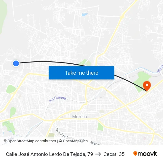 Calle José Antonio Lerdo De Tejada, 79 to Cecati 35 map