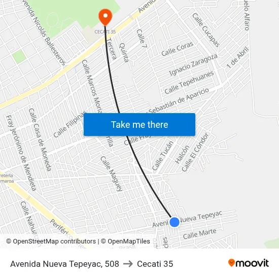 Avenida Nueva Tepeyac, 508 to Cecati 35 map