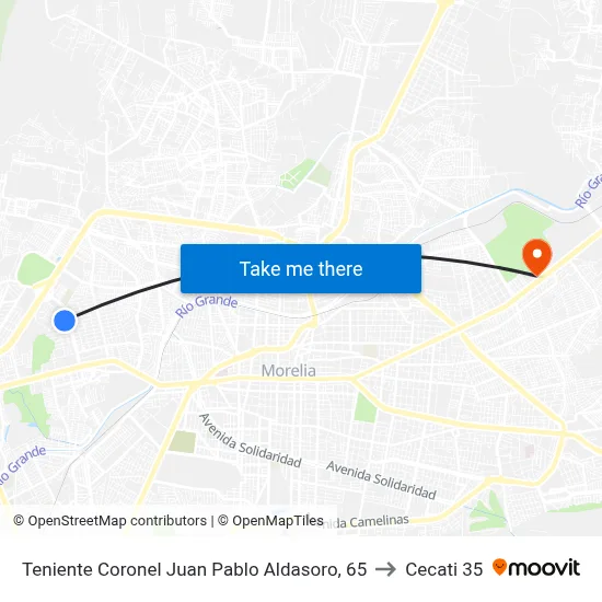 Teniente Coronel Juan Pablo Aldasoro, 65 to Cecati 35 map
