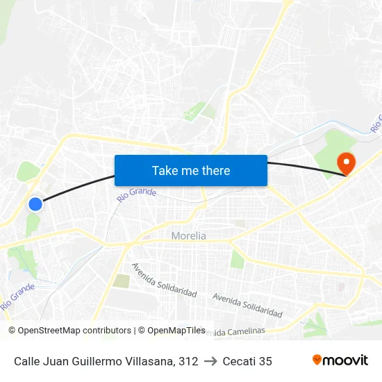 Calle Juan Guillermo Villasana, 312 to Cecati 35 map