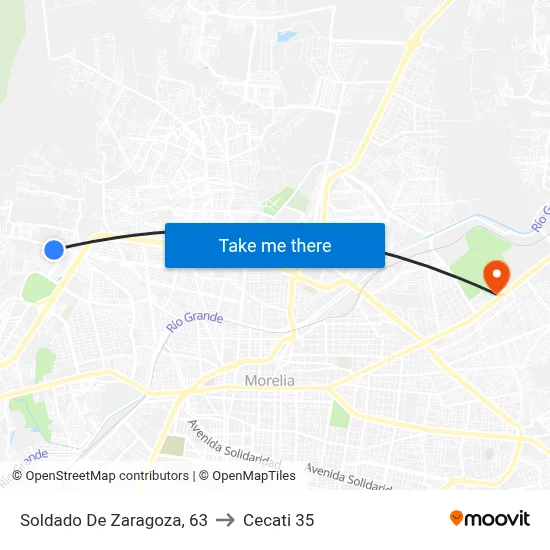 Soldado De Zaragoza, 63 to Cecati 35 map