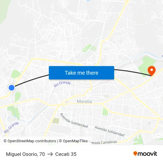 Miguel Osorio, 70 to Cecati 35 map