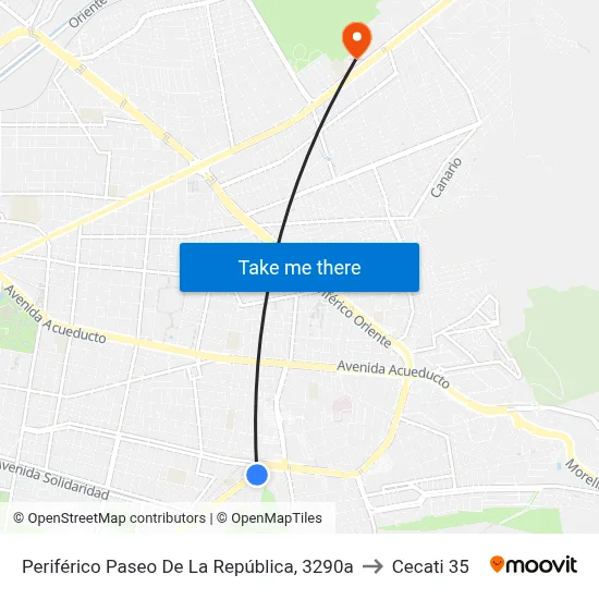Periférico Paseo De La República, 3290a to Cecati 35 map