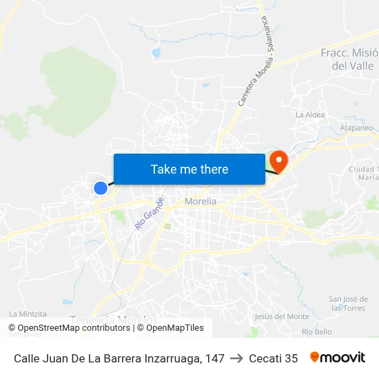 Calle Juan De La Barrera Inzarruaga, 147 to Cecati 35 map