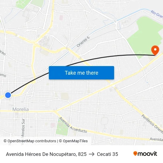 Avenida Héroes De Nocupétaro, 825 to Cecati 35 map