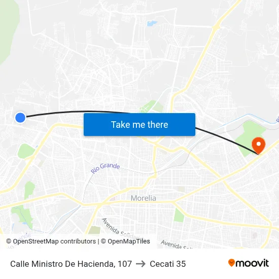 Calle Ministro De Hacienda, 107 to Cecati 35 map