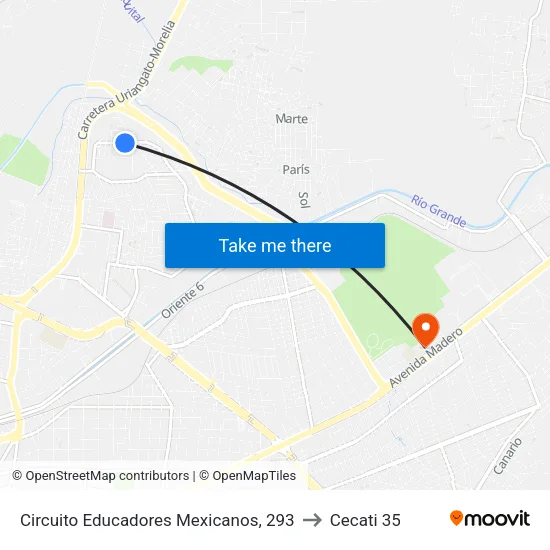 Circuito Educadores Mexicanos, 293 to Cecati 35 map