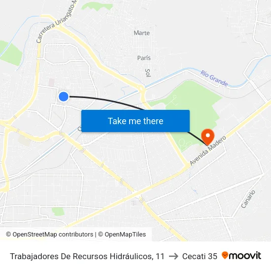Trabajadores De Recursos Hidráulicos, 11 to Cecati 35 map