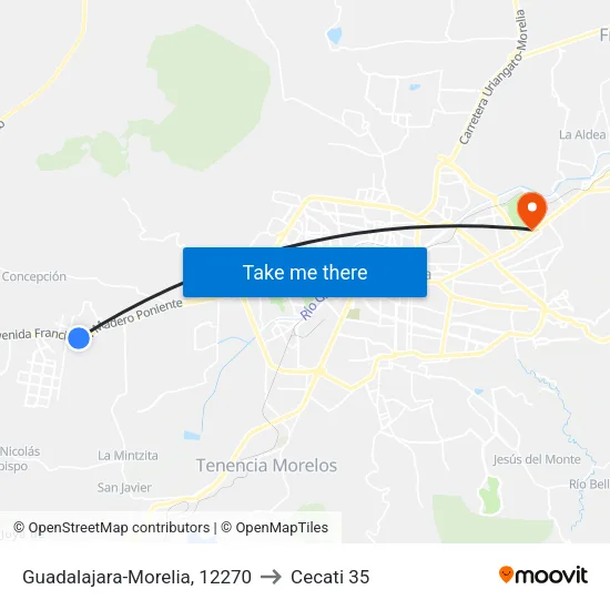 Guadalajara-Morelia, 12270 to Cecati 35 map