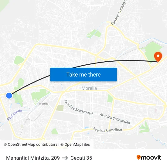 Manantial Mintzita, 209 to Cecati 35 map