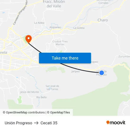 Unión Progreso to Cecati 35 map