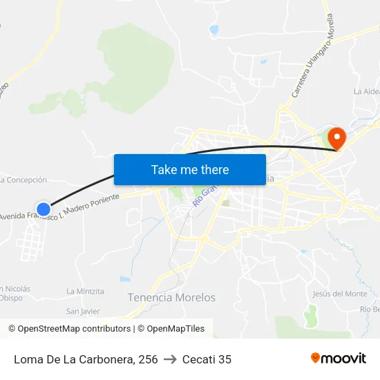 Loma De La Carbonera, 256 to Cecati 35 map