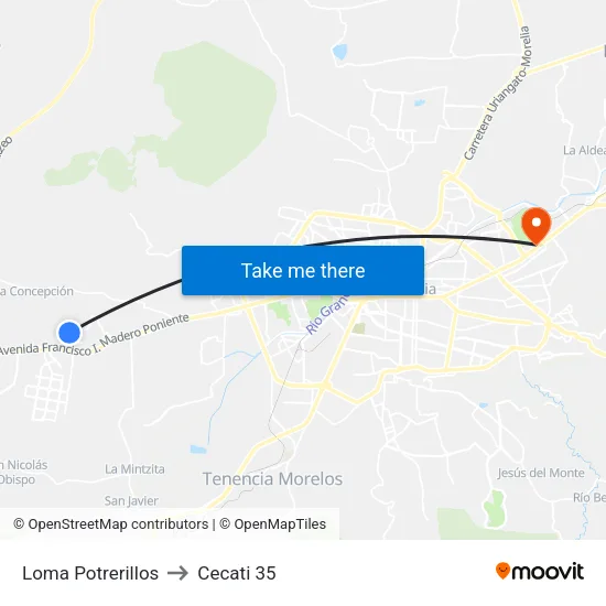 Loma Potrerillos to Cecati 35 map