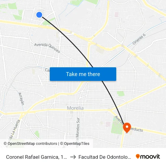 Coronel Rafael Garnica, 193 to Facultad De Odontología map