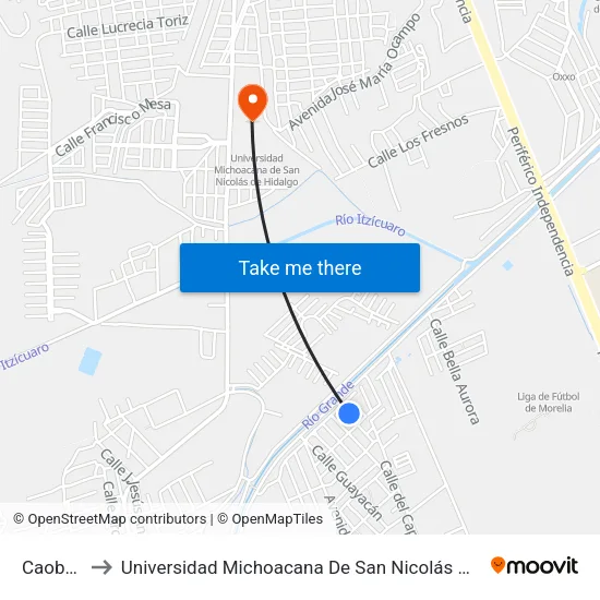 Caoba, 6 to Universidad Michoacana De San Nicolás De Hidalgo map
