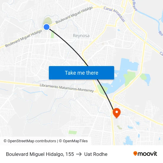Boulevard Miguel Hidalgo, 155 to Uat Rodhe map
