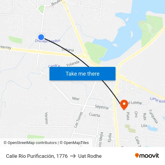 Calle Río Purificación, 1776 to Uat Rodhe map