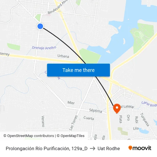 Prolongación Río Purificación, 129a_D to Uat Rodhe map
