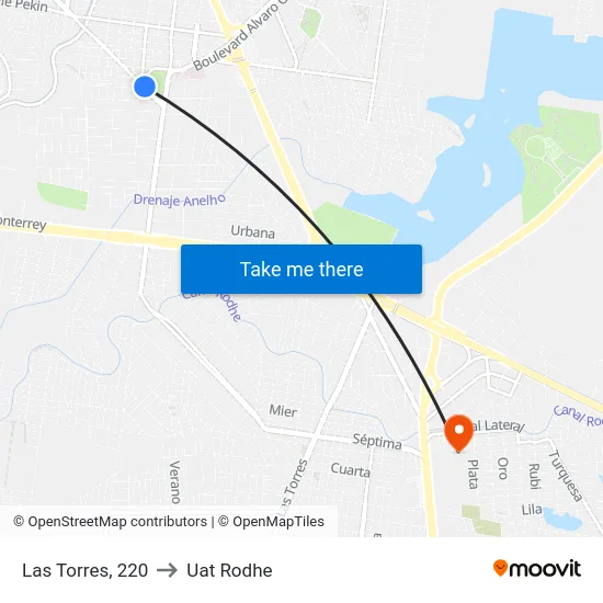 Las Torres, 220 to Uat Rodhe map