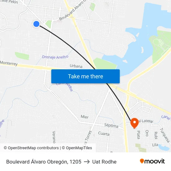 Boulevard Álvaro Obregón, 1205 to Uat Rodhe map