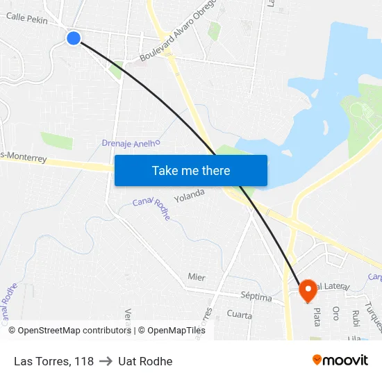 Las Torres, 118 to Uat Rodhe map
