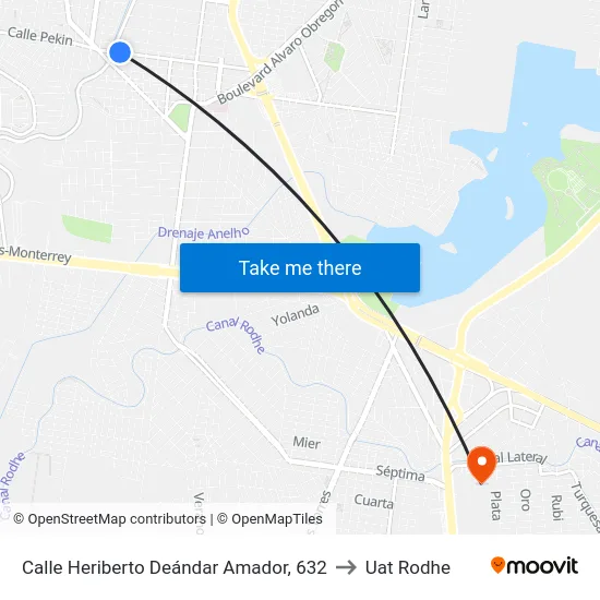 Calle Heriberto Deándar Amador, 632 to Uat Rodhe map