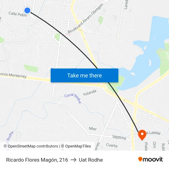 Ricardo Flores Magón, 216 to Uat Rodhe map