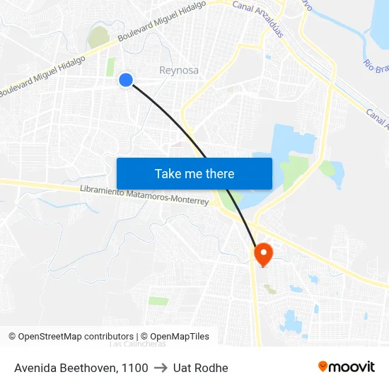 Avenida Beethoven, 1100 to Uat Rodhe map