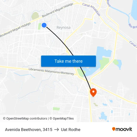 Avenida Beethoven, 3415 to Uat Rodhe map