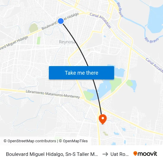 Boulevard Miguel Hidalgo, Sn-S Taller Mecanico to Uat Rodhe map