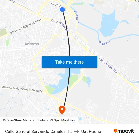 Calle General Servando Canales, 15 to Uat Rodhe map