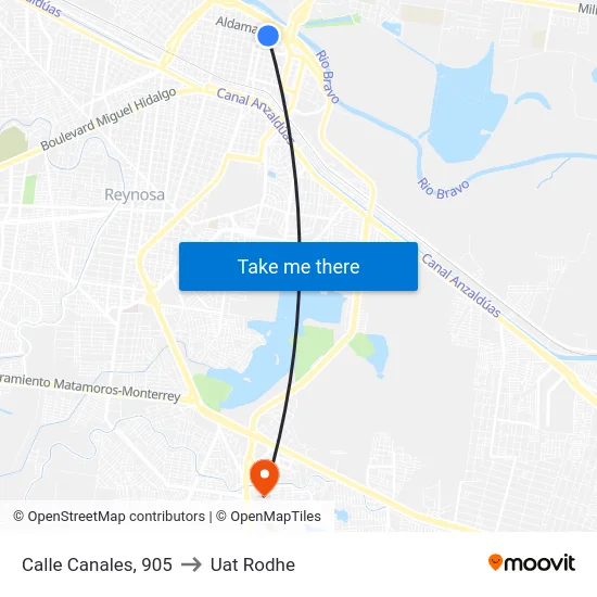 Calle Canales, 905 to Uat Rodhe map