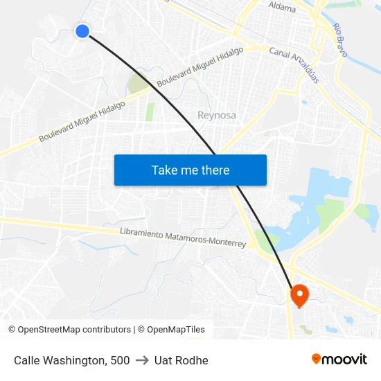 Calle Washington, 500 to Uat Rodhe map