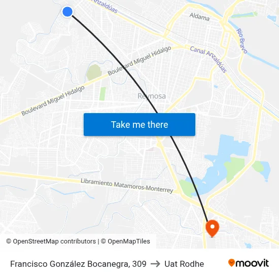 Francisco González Bocanegra, 309 to Uat Rodhe map