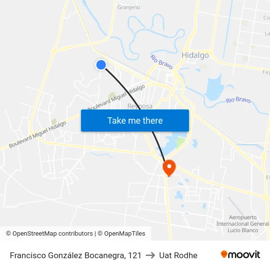 Francisco González Bocanegra, 121 to Uat Rodhe map