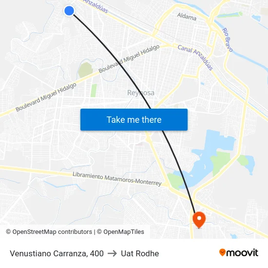 Venustiano Carranza, 400 to Uat Rodhe map
