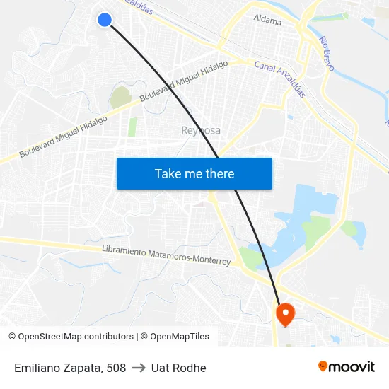 Emiliano Zapata, 508 to Uat Rodhe map