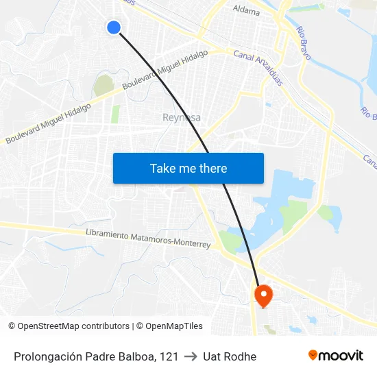 Prolongación Padre Balboa, 121 to Uat Rodhe map