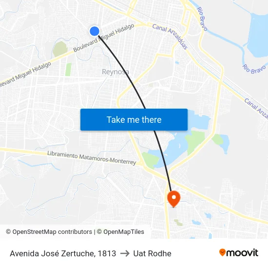 Avenida José Zertuche, 1813 to Uat Rodhe map