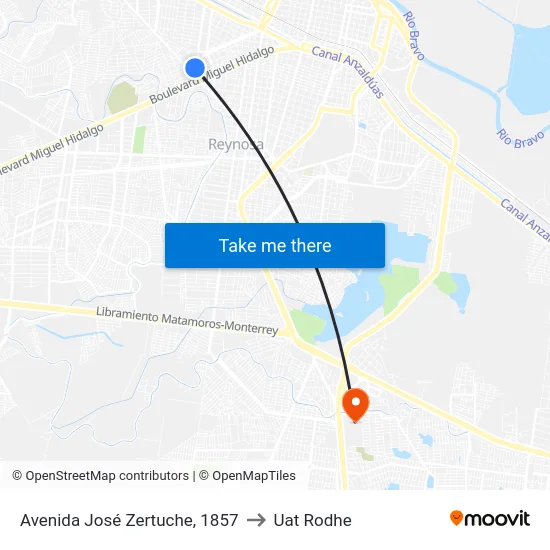 Avenida José Zertuche, 1857 to Uat Rodhe map