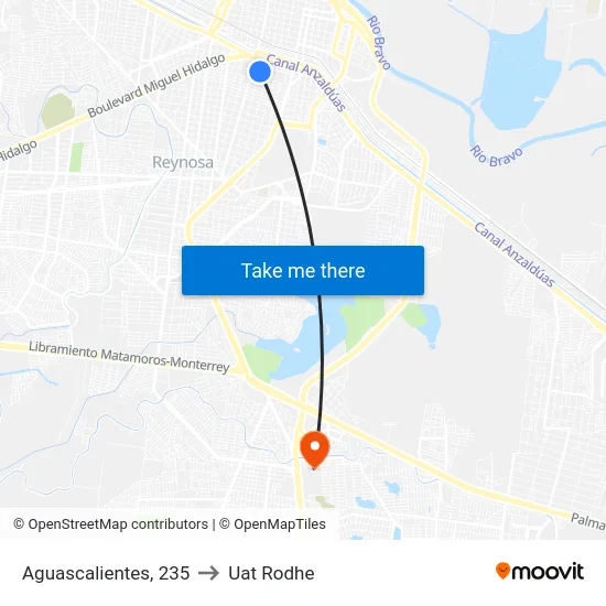 Aguascalientes, 235 to Uat Rodhe map