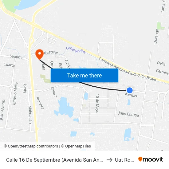 Calle 16 De Septiembre (Avenida San Ángel), 407 to Uat Rodhe map