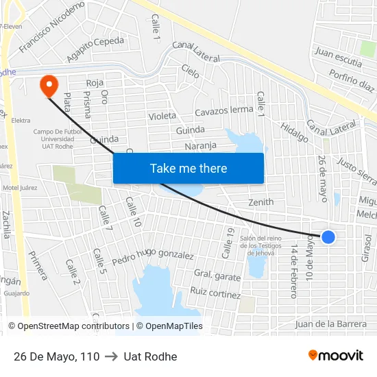 26 De Mayo, 110 to Uat Rodhe map