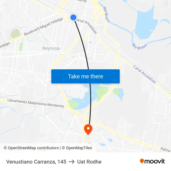 Venustiano Carranza, 145 to Uat Rodhe map