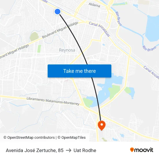 Avenida José Zertuche, 85 to Uat Rodhe map