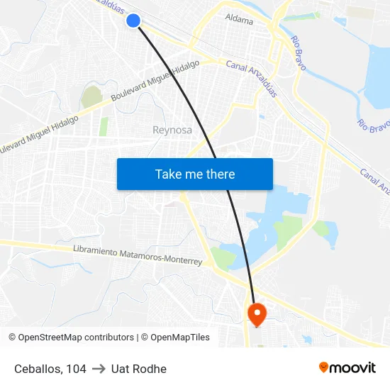Ceballos, 104 to Uat Rodhe map