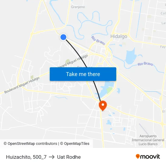 Huizachito, 500_7 to Uat Rodhe map